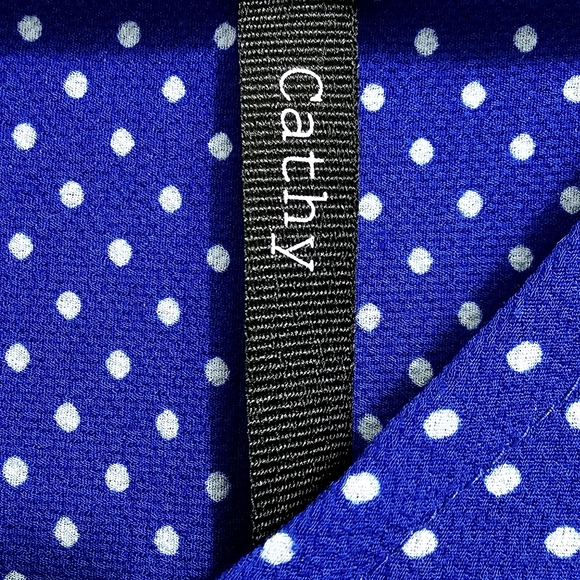 By Cathy, Cobalt Blue Polka Dots Zippered Sleeveless Top, Size XL - Picture 13 of 14